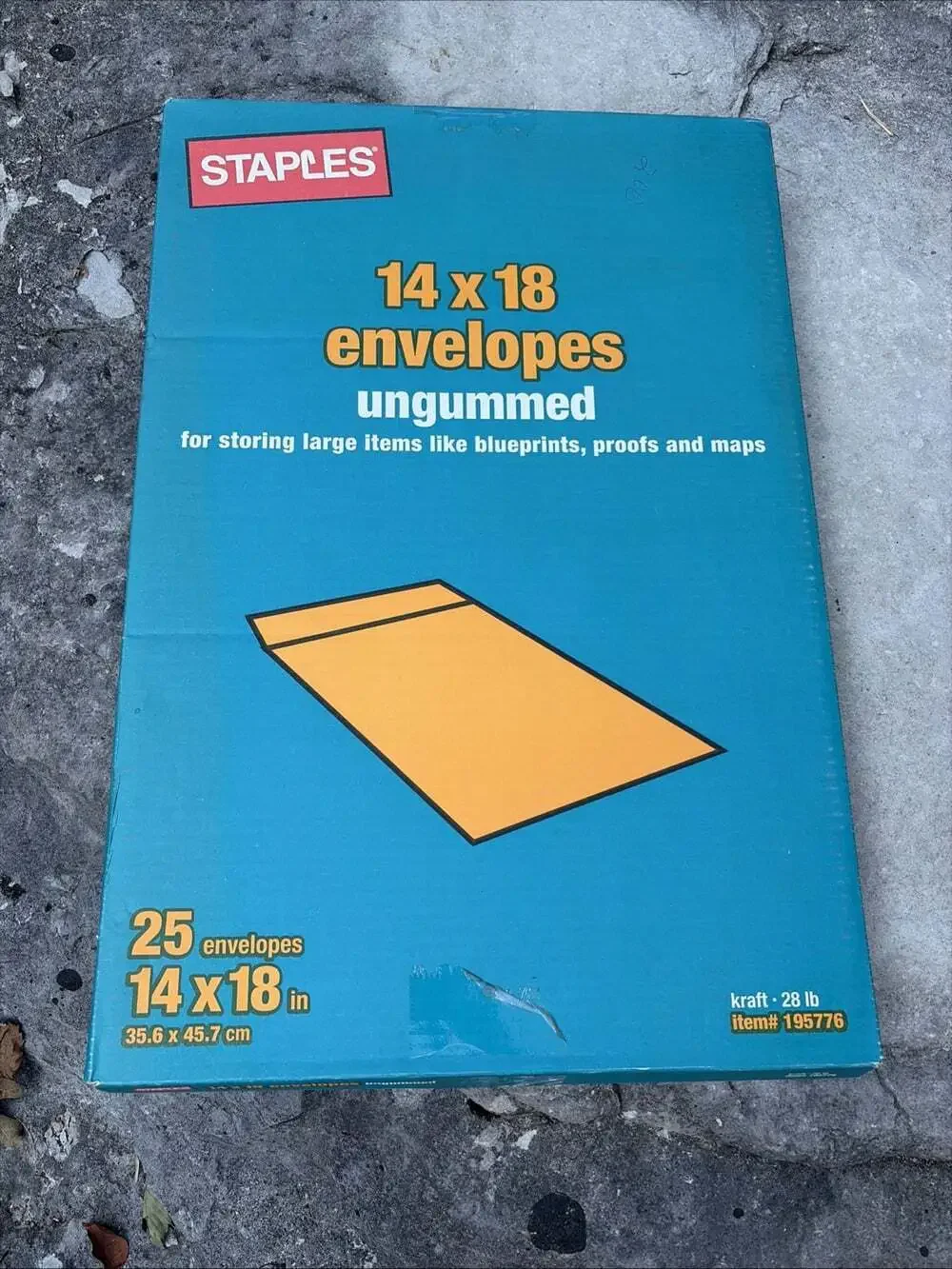 Staples 14x18 Envelopes Ungummed 23 Ct Open Box